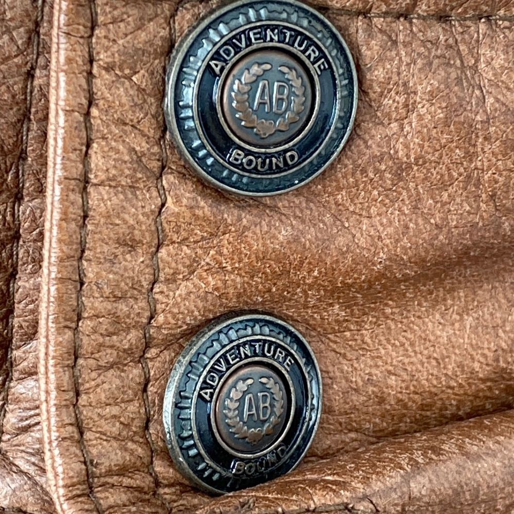 Vintage Men's S Brown Leather Bomber Jacket Women M Stand Collar Aviator Retro - Picture 2 of 16